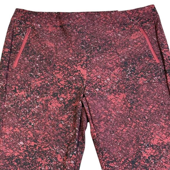 NWT Lane Bryant On The Go Ankle Pants Womens 18 Burgundy Abstract Pockets - Picture 3 of 8